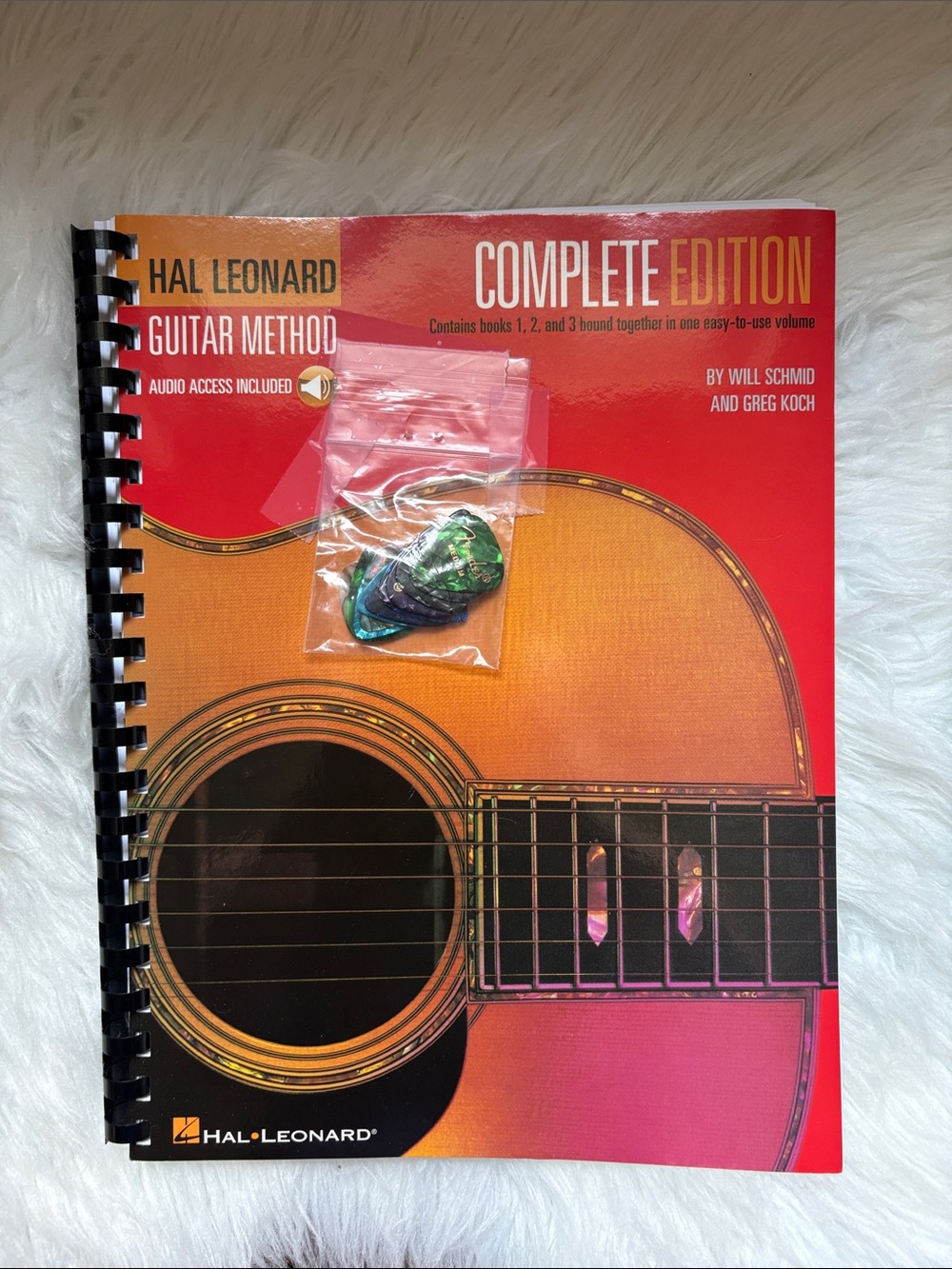 Hal Leonard Complete Guitar Method Volumes 1,2,3 with Audio Access. 12New Picks
